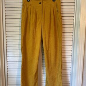 HALARA Corduroy Yellow Medium High-Waisted Trousers